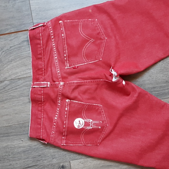 Unique distressed statement Levi's red tattered skinny 511 jeans size 32… - Picture 15 of 17
